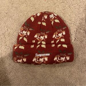 Supreme Red Floral Beanie OS
